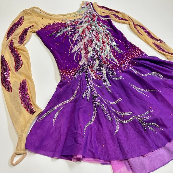 New Figure Skating Dress Size 10 (5~8T) with Hair Scrunchies (120~130cm) - Picture 8 of 14